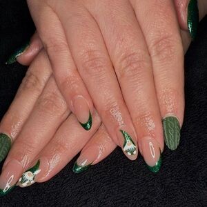 Gnome Green and White Nail Art Press On Nails